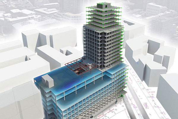 Technical drawing of building